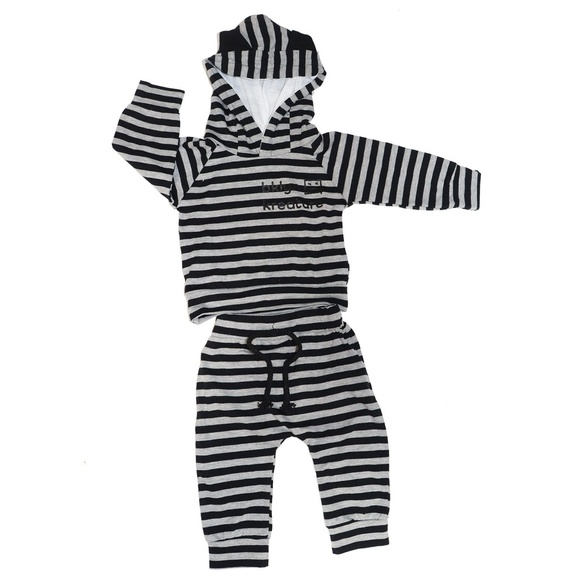 NWT Infant Stripe Hoodie and Sweatpant Set Size 3m-18m - Picture 1 of 5